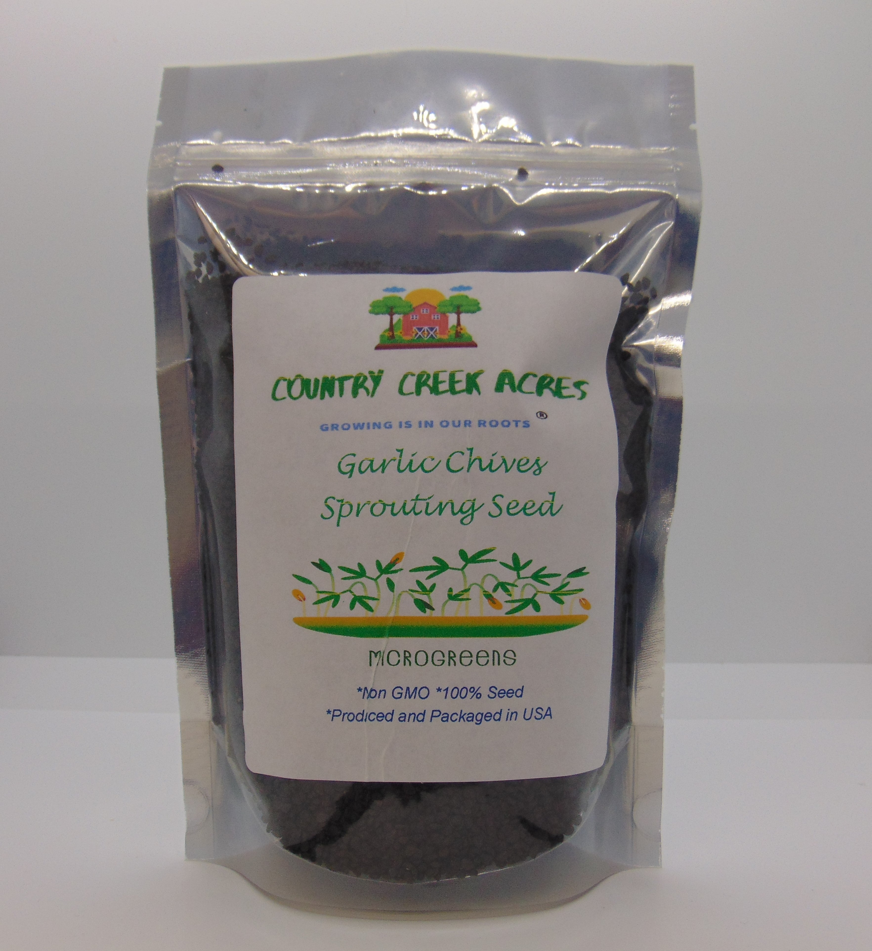 Garlic Chives Sprouting Seeds- Non-GMO Sprouting Seeds - Microgreens, Garden Planting, or planters Country Creek LLC. Brand.