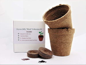 Joyous Jiffy"Herb" Collection #1 - (2) Round 3x3 Jiffy pots, (2) Soil Peat Pellets, (1) 25+ Oregano Seed Pack and (1) 25+ Sweet Genovese Basil Seed Pack. - Country Creek LLC - Country Creek LLC