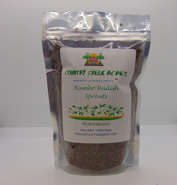 Rambo Radish Sprouting Seed, Non GMO - Country Creek Brand - Rambo Radish Sprouts, Garden Planting, Cooking, Soup, Emergency Food Storage, Vegetable Gardening, Juicing, - Country Creek LLC